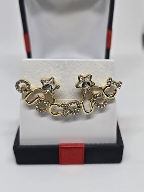 Gold-tone Star & Crystal Link Ear Cuff Set
